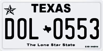 TX license plate DOL0553