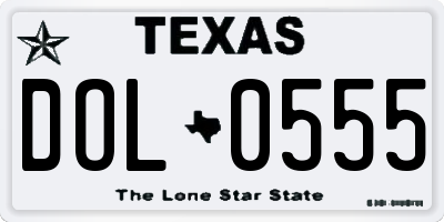 TX license plate DOL0555