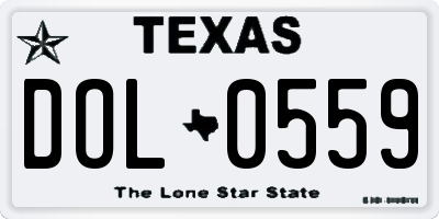 TX license plate DOL0559