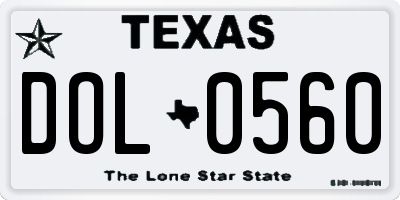 TX license plate DOL0560