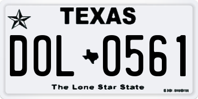 TX license plate DOL0561