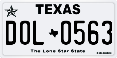 TX license plate DOL0563