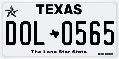 TX license plate DOL0565