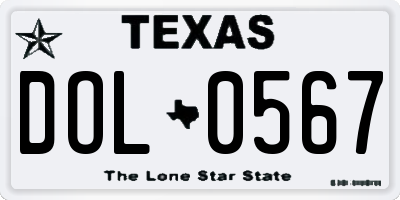 TX license plate DOL0567