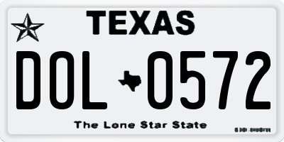 TX license plate DOL0572