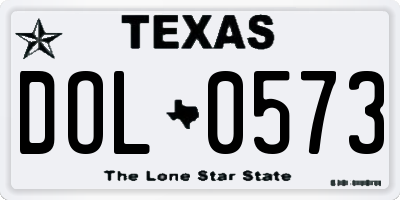 TX license plate DOL0573