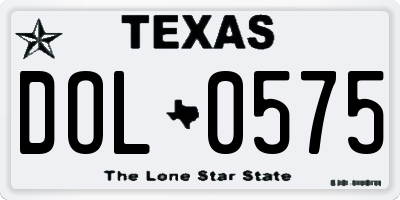 TX license plate DOL0575