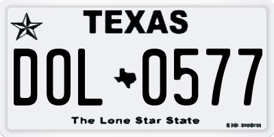 TX license plate DOL0577