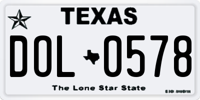 TX license plate DOL0578