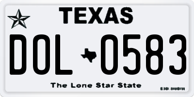 TX license plate DOL0583