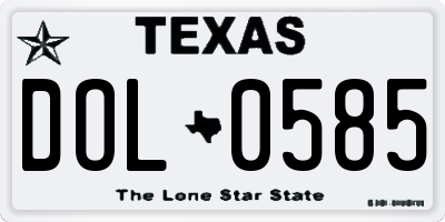 TX license plate DOL0585
