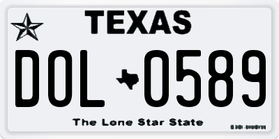 TX license plate DOL0589