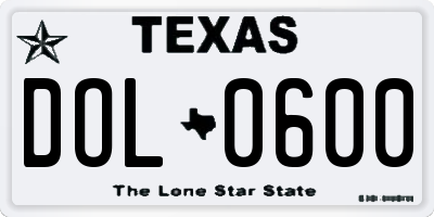 TX license plate DOL0600