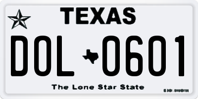 TX license plate DOL0601