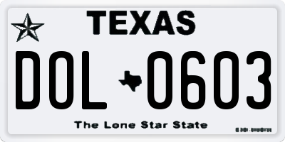 TX license plate DOL0603