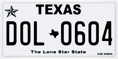 TX license plate DOL0604