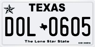TX license plate DOL0605