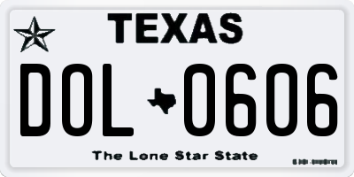 TX license plate DOL0606