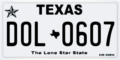 TX license plate DOL0607
