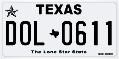 TX license plate DOL0611