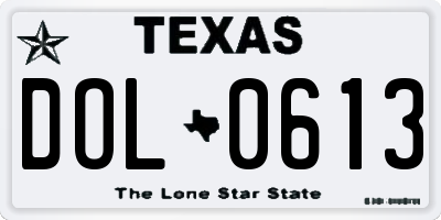 TX license plate DOL0613