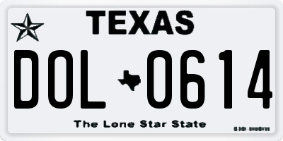 TX license plate DOL0614