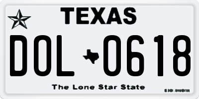 TX license plate DOL0618
