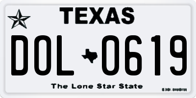 TX license plate DOL0619