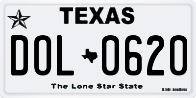 TX license plate DOL0620