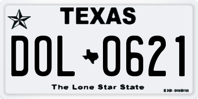 TX license plate DOL0621