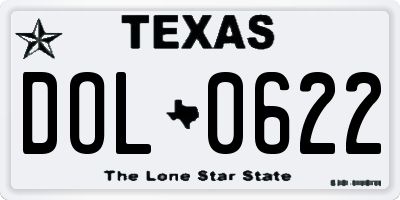 TX license plate DOL0622
