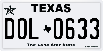 TX license plate DOL0633