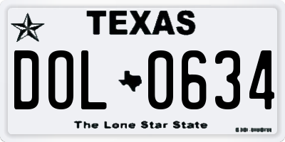 TX license plate DOL0634