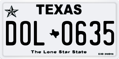 TX license plate DOL0635