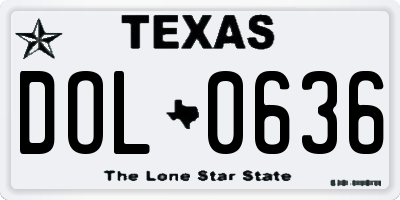 TX license plate DOL0636