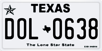 TX license plate DOL0638