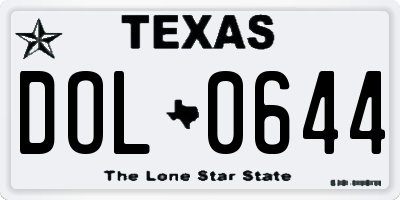 TX license plate DOL0644