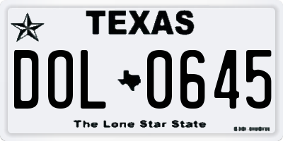 TX license plate DOL0645