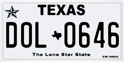 TX license plate DOL0646