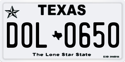 TX license plate DOL0650