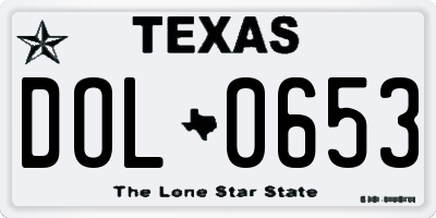 TX license plate DOL0653