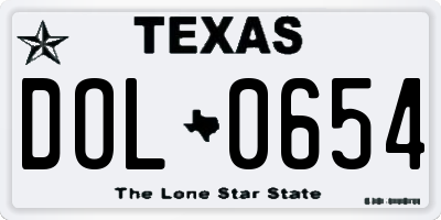 TX license plate DOL0654