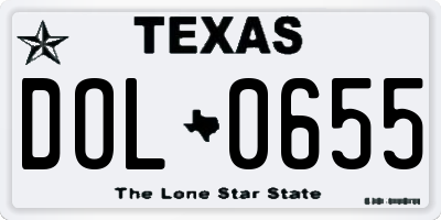 TX license plate DOL0655