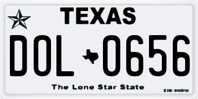 TX license plate DOL0656
