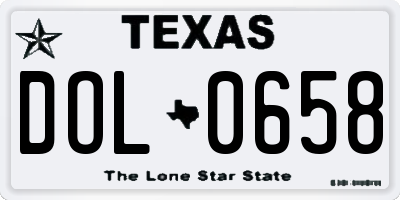 TX license plate DOL0658