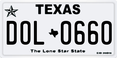 TX license plate DOL0660