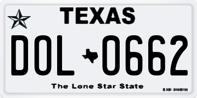 TX license plate DOL0662
