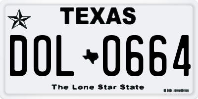TX license plate DOL0664
