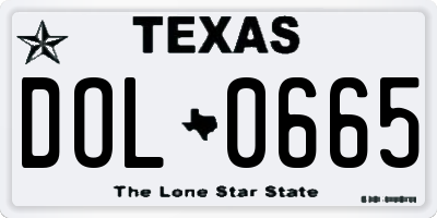 TX license plate DOL0665