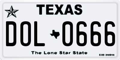 TX license plate DOL0666